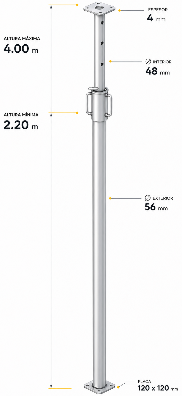 ESPECIFICACIONES PUNTAL METALICO L400 DE EMAQ